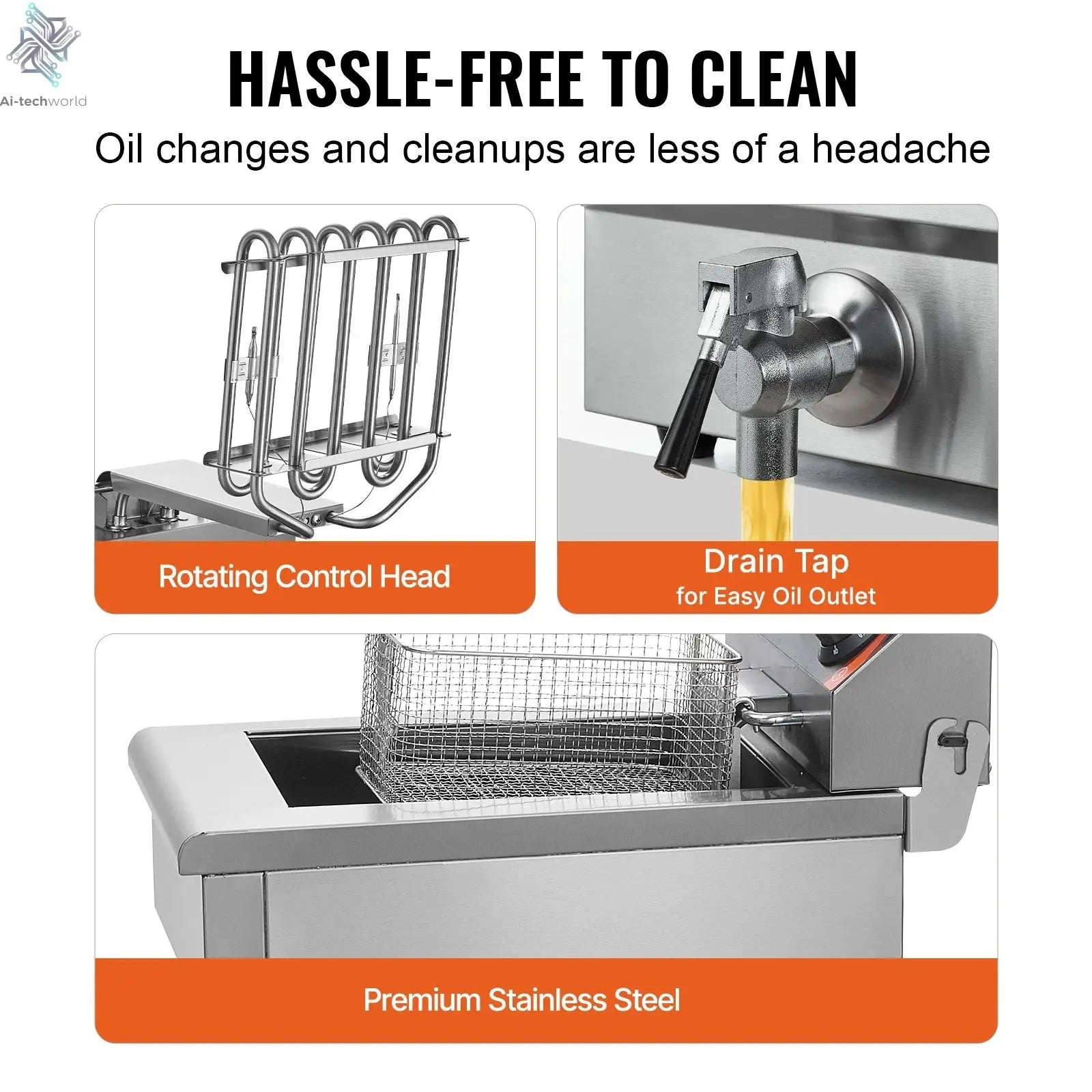 SucceBuy  12L Electric Deep Fryer w/Dual Removable Tanks Commercial Countertop  Fryer for Chicken French Fries Frying Chips Ai-TechWorld 