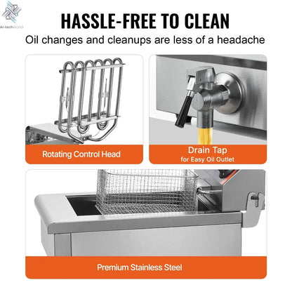 SucceBuy  12L Electric Deep Fryer w/Dual Removable Tanks Commercial Countertop  Fryer for Chicken French Fries Frying Chips Ai-TechWorld 