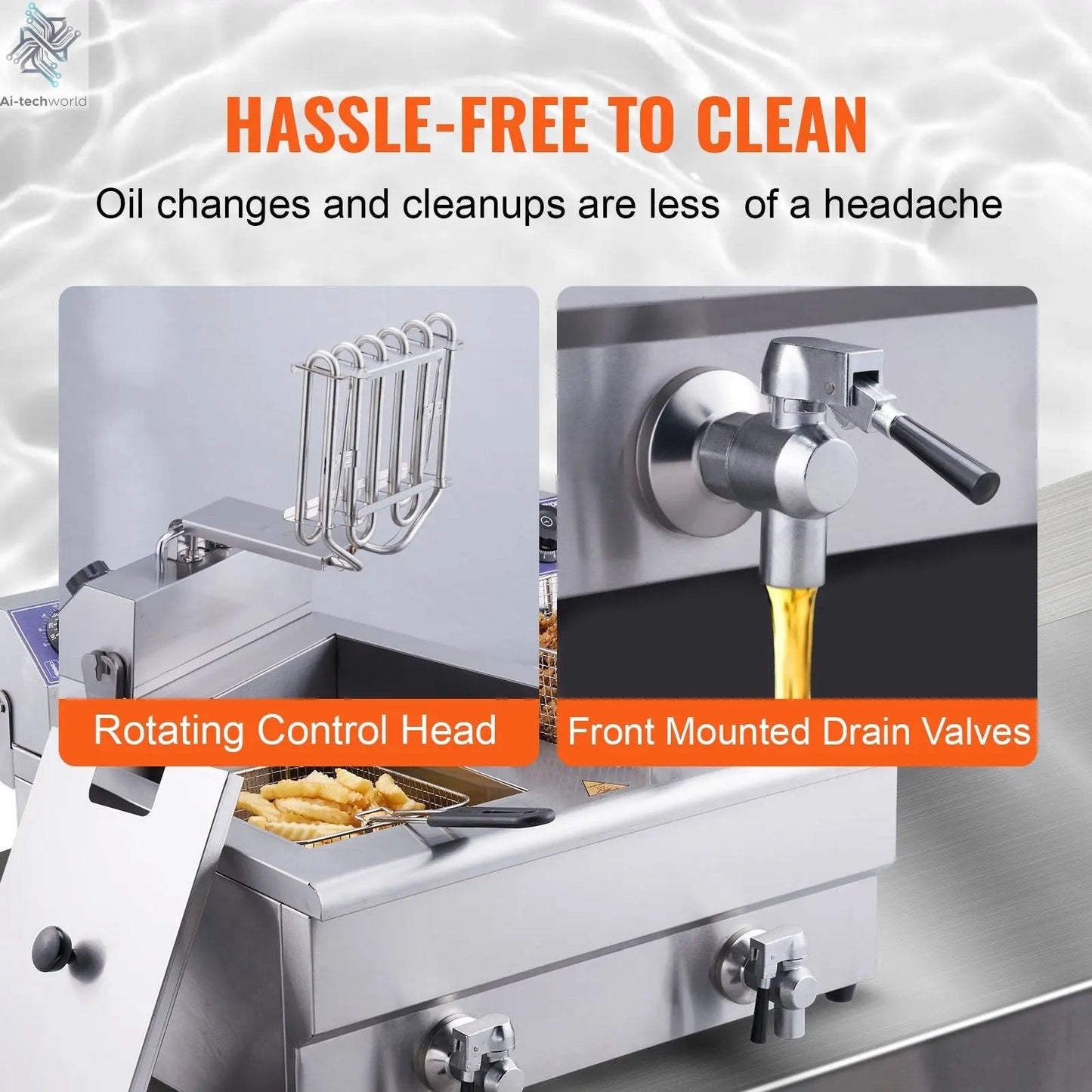 SucceBuy  12L Electric Deep Fryer w/Dual Removable Tanks Commercial Countertop  Fryer for Chicken French Fries Frying Chips Ai-TechWorld 