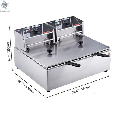 SucceBuy  12L Electric Deep Fryer w/Dual Removable Tanks Commercial Countertop  Fryer for Chicken French Fries Frying Chips Ai-TechWorld 