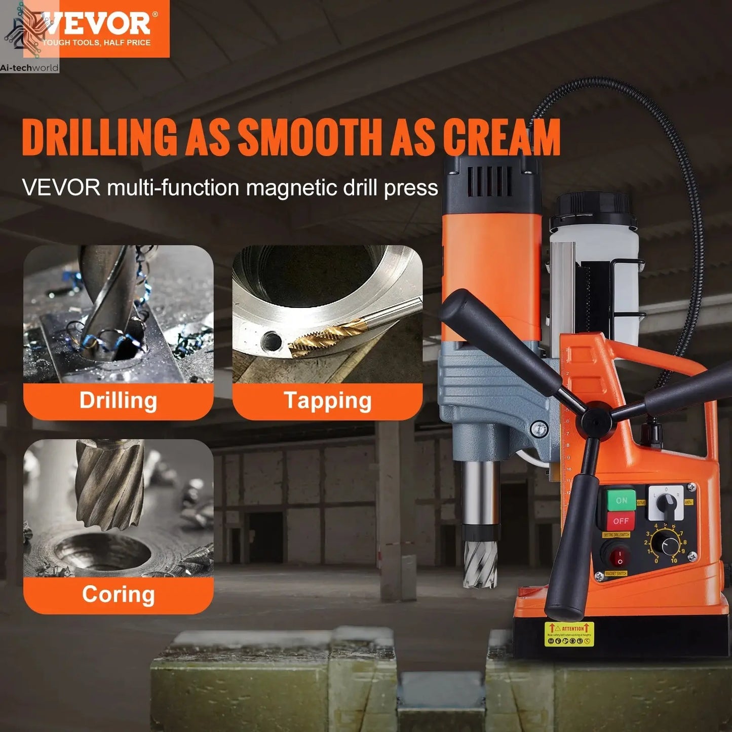 SucceBuy 1300W 1400W 2" Electric Drilling Machine Magnetic Drill Press Boring Diameter Power Drill 810 PRM Drill Ai-TechWorld 