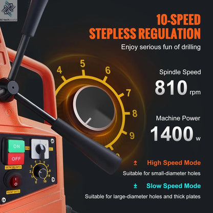 SucceBuy 1300W 1400W 2" Electric Drilling Machine Magnetic Drill Press Boring Diameter Power Drill 810 PRM Drill Ai-TechWorld 