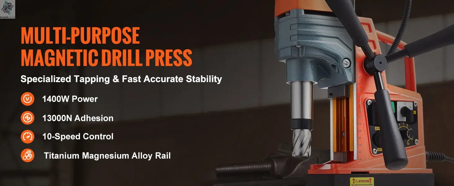 SucceBuy 1300W 1400W 2" Electric Drilling Machine Magnetic Drill Press Boring Diameter Power Drill 810 PRM Drill Ai-TechWorld 