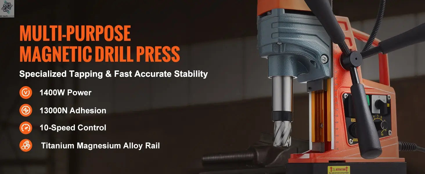 SucceBuy 1300W 1400W 2" Electric Drilling Machine Magnetic Drill Press Boring Diameter Power Drill 810 PRM Drill Ai-TechWorld 