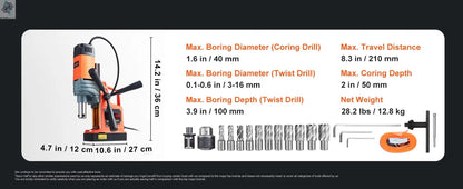 SucceBuy 1300W 1400W 2" Electric Drilling Machine Magnetic Drill Press Boring Diameter Power Drill 810 PRM Drill Ai-TechWorld 