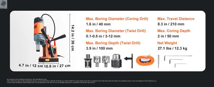 SucceBuy 1300W 1400W 2" Electric Drilling Machine Magnetic Drill Press Boring Diameter Power Drill 810 PRM Drill Ai-TechWorld 