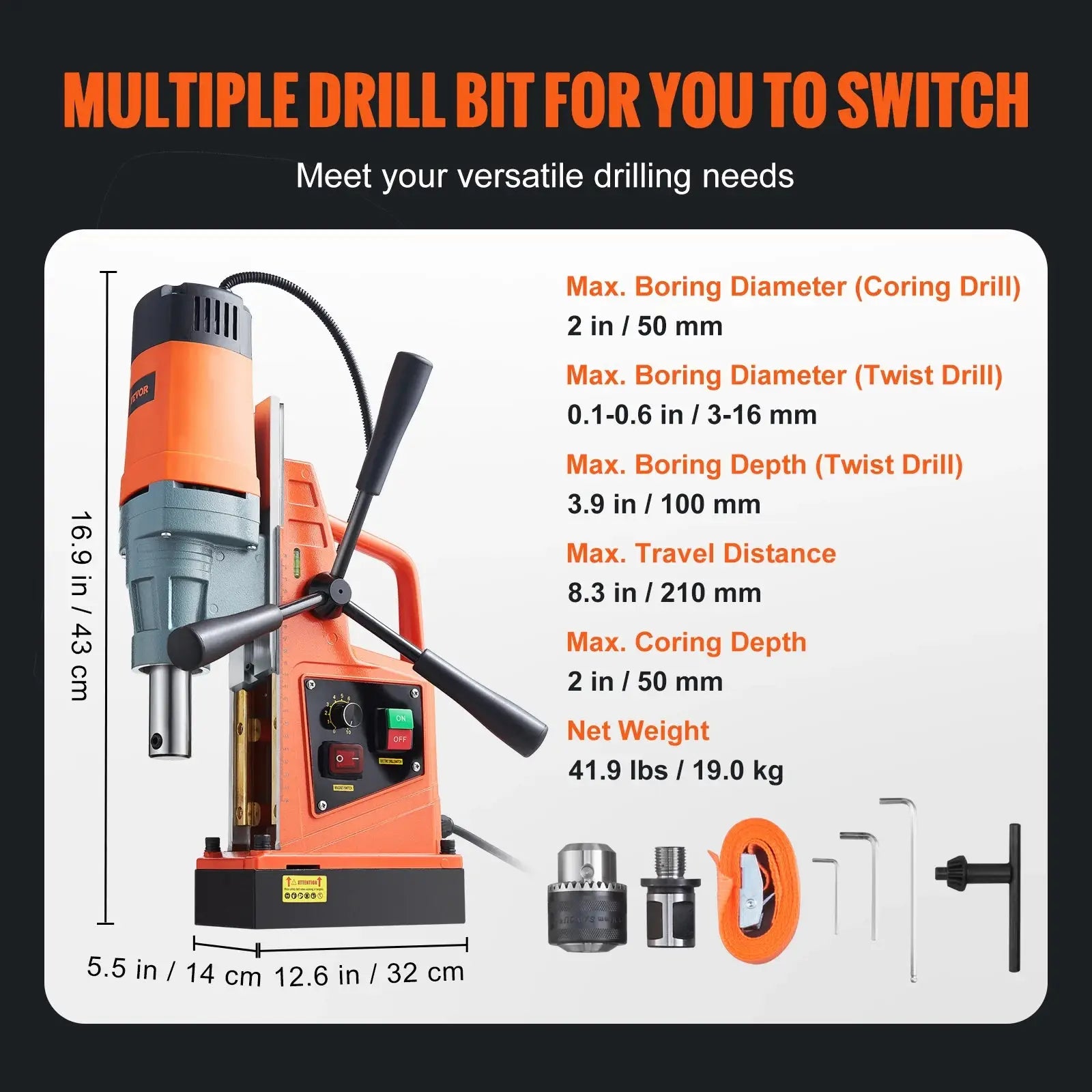 SucceBuy 1300W 1400W 2" Electric Drilling Machine Magnetic Drill Press Boring Diameter Power Drill 810 PRM Drill Ai-TechWorld 