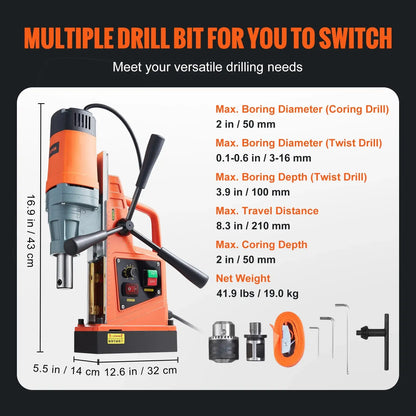 SucceBuy 1300W 1400W 2" Electric Drilling Machine Magnetic Drill Press Boring Diameter Power Drill 810 PRM Drill Ai-TechWorld 
