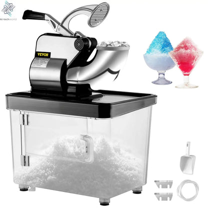 SucceBuy Electric Snow Cone Machine Ice Shaver Crusher Granizing Glass Blender Mixer Chopper Stainless Steel Colder Commercial Ai-TechWorld 