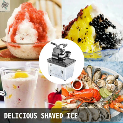 SucceBuy Electric Snow Cone Machine Ice Shaver Crusher Granizing Glass Blender Mixer Chopper Stainless Steel Colder Commercial Ai-TechWorld 