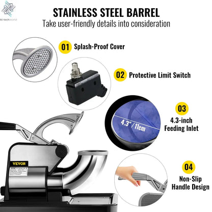 SucceBuy Electric Snow Cone Machine Ice Shaver Crusher Granizing Glass Blender Mixer Chopper Stainless Steel Colder Commercial Ai-TechWorld 