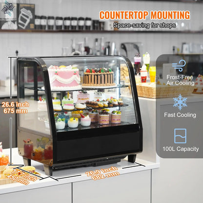 SucceBuy Refrigerated Display Case Countertop Pastry Display Case LED Lighting TURBO Cooling Frost Free Air Cooling Ai-TechWorld 