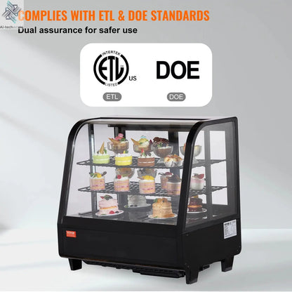 SucceBuy Refrigerated Display Case Countertop Pastry Display Case LED Lighting TURBO Cooling Frost Free Air Cooling Ai-TechWorld 