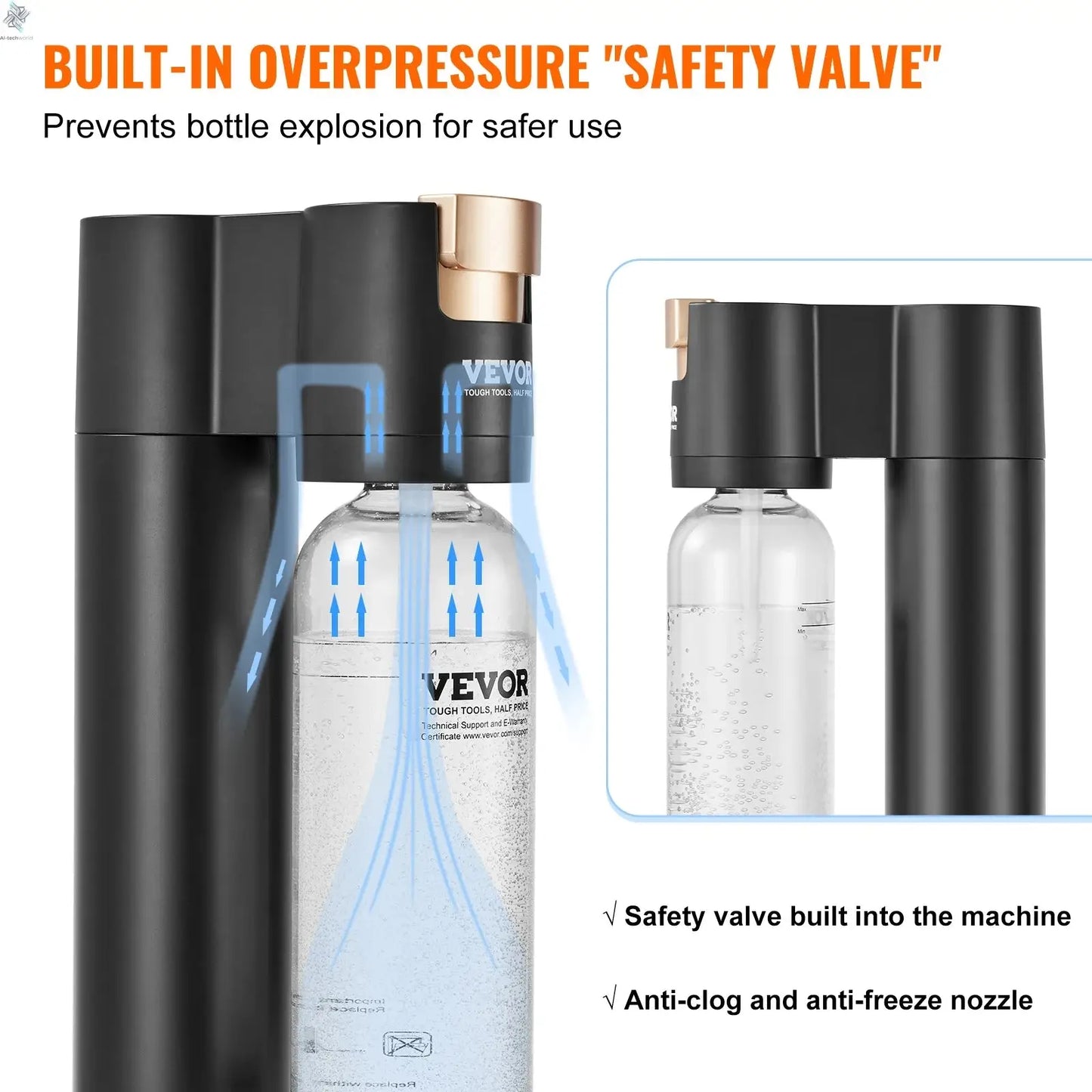 SucceBuy Sparkling Water Maker, Soda Maker Machine for Home Carbonating, Seltzer Water Starter Kit with BPA free 1L PET Bottle Ai-TechWorld 