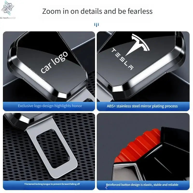 Suitable for Tesla car seat belt zinc alloy seat belt extension suitable for model3 modelY modelX and other models - Ai-TechWorld