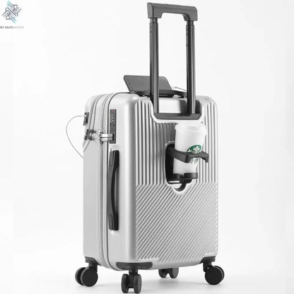 Suitcase Luggage Stylish Business Suitcase with Cup Holder Compact 20-inch Lightweight Carry-on Ai-TechWorld 