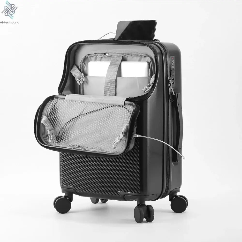 Suitcase Luggage Stylish Business Suitcase with Cup Holder Compact 20-inch Lightweight Carry-on Ai-TechWorld 