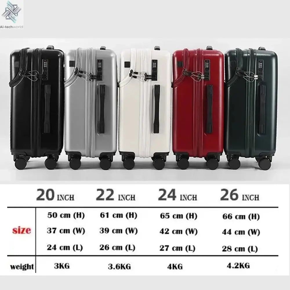 Suitcase Luggage Stylish Business Suitcase with Cup Holder Compact 20-inch Lightweight Carry-on Ai-TechWorld 