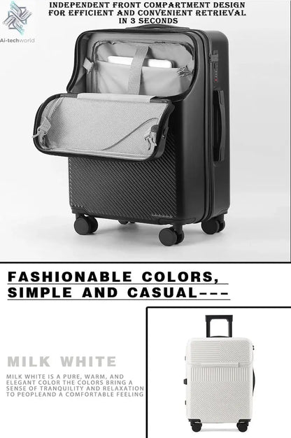 Suitcase Luggage Stylish Business Suitcase with Cup Holder Compact 20-inch Lightweight Carry-on Ai-TechWorld 