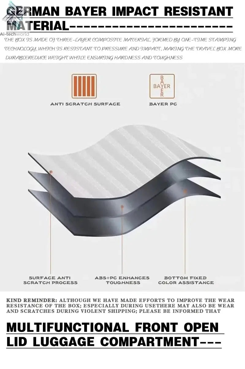 Suitcase Luggage Stylish Business Suitcase with Cup Holder Compact 20-inch Lightweight Carry-on Ai-TechWorld 