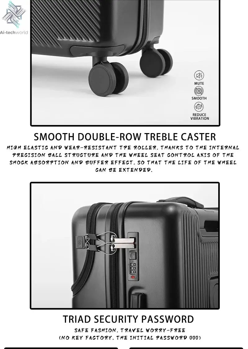 Suitcase Luggage Stylish Business Suitcase with Cup Holder Compact 20-inch Lightweight Carry-on Ai-TechWorld 