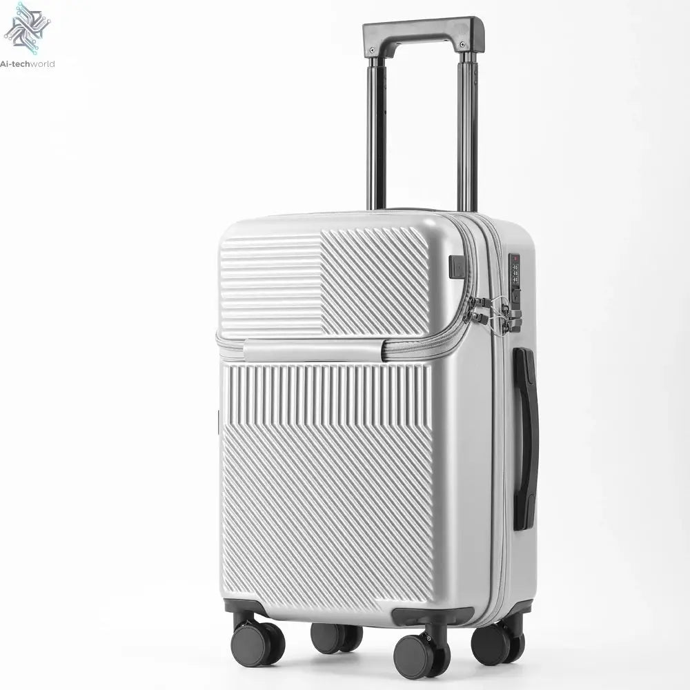 Suitcase Luggage Stylish Business Suitcase with Cup Holder Compact 20-inch Lightweight Carry-on Ai-TechWorld 