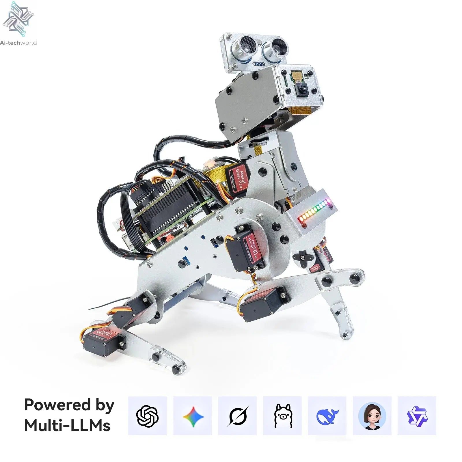 SunFounder PiDog AI Robot Dog Kit for Raspberry Pi 5/4/3B+/3B/Zero 2(Not included)LLMs ChatGPT-4o/Gemini/Grok,App Control Ai-TechWorld 