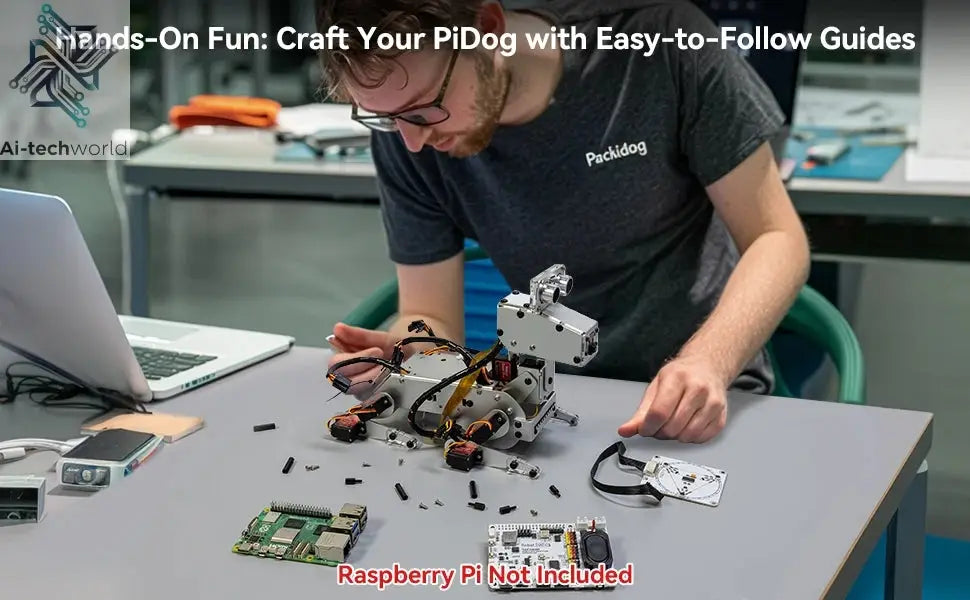 SunFounder PiDog AI Robot Dog Kit for Raspberry Pi 5/4/3B+/3B/Zero 2(Not included)LLMs ChatGPT-4o/Gemini/Grok,App Control Ai-TechWorld 