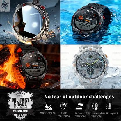 T-REX3 Men GPS Outdoor Sports SmartWatch Military quality AMOLED HD Screen Display Heart Rate BT Call 10ATM Waterproof Bracelet - Ai-TechWorld