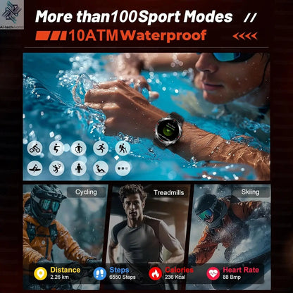 T-REX3 Men GPS Outdoor Sports SmartWatch Military quality AMOLED HD Screen Display Heart Rate BT Call 10ATM Waterproof Bracelet - Ai-TechWorld