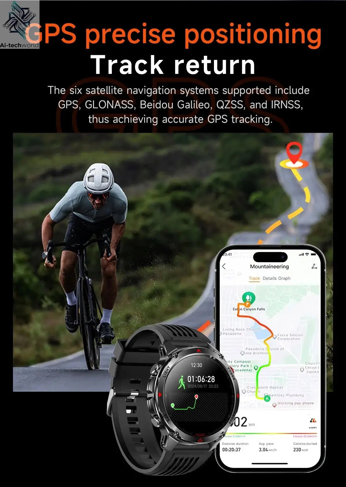 T-REX3 Men GPS Outdoor Sports SmartWatch Military quality AMOLED HD Screen Display Heart Rate BT Call 10ATM Waterproof Bracelet - Ai-TechWorld