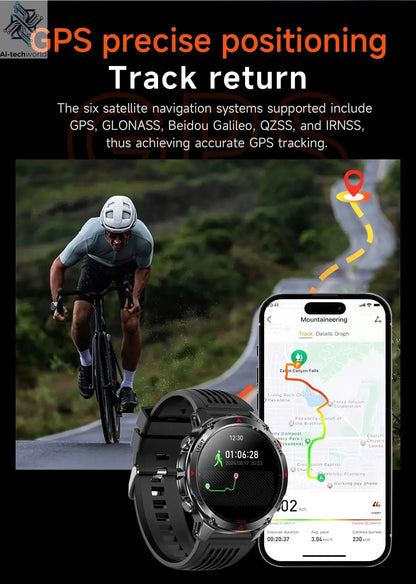 T-REX3 Men GPS Outdoor Sports SmartWatch Military quality AMOLED HD Screen Display Heart Rate BT Call 10ATM Waterproof Bracelet - Ai-TechWorld