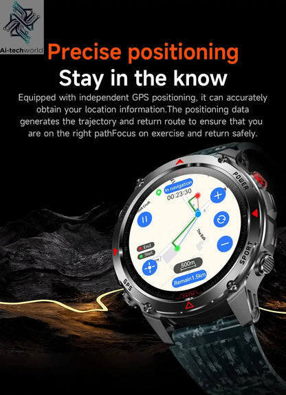 T-REX3 Men GPS Outdoor Sports SmartWatch Military quality AMOLED HD Screen Display Heart Rate BT Call 10ATM Waterproof Bracelet - Ai-TechWorld