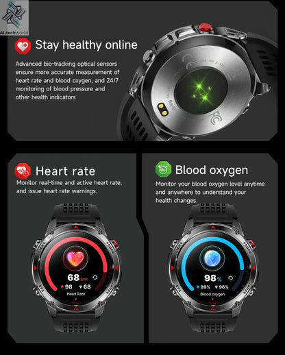 T-REX3 Men GPS Outdoor Sports SmartWatch Military quality AMOLED HD Screen Display Heart Rate BT Call 10ATM Waterproof Bracelet - Ai-TechWorld