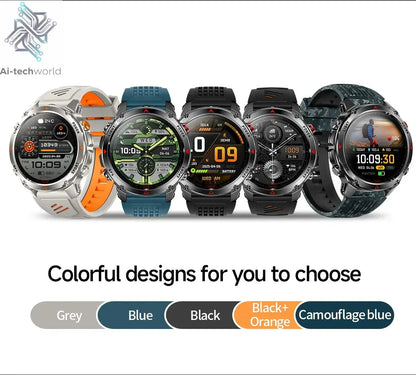 T-REX3 Men GPS Outdoor Sports SmartWatch Military quality AMOLED HD Screen Display Heart Rate BT Call 10ATM Waterproof Bracelet - Ai-TechWorld