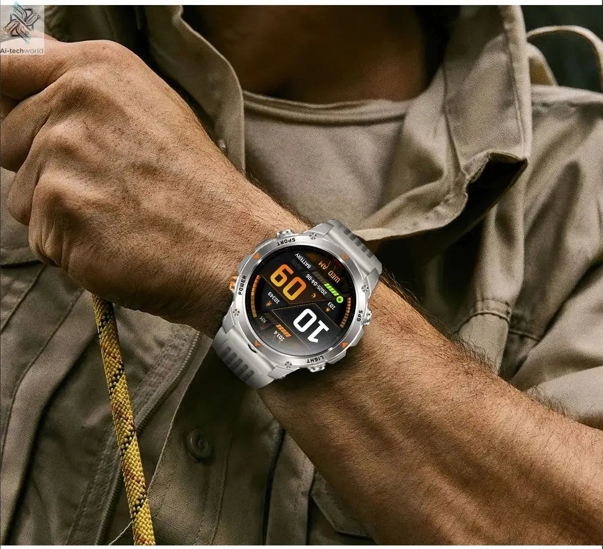 T-REX3 Men GPS Outdoor Sports SmartWatch Military quality AMOLED HD Screen Display Heart Rate BT Call 10ATM Waterproof Bracelet - Ai-TechWorld