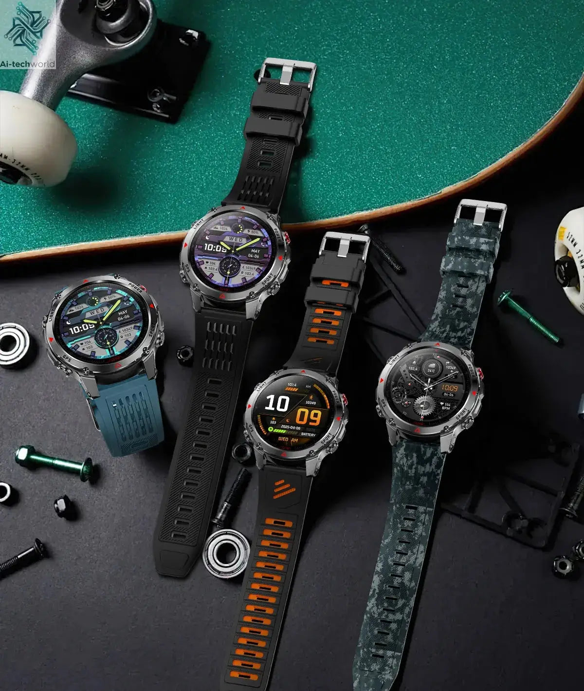 T-REX3 Men GPS Outdoor Sports SmartWatch Military quality AMOLED HD Screen Display Heart Rate BT Call 10ATM Waterproof Bracelet - Ai-TechWorld