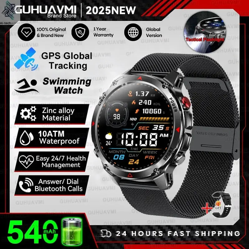 T-REX3 Men GPS Outdoor Sports SmartWatch Military quality AMOLED HD Screen Display Heart Rate BT Call 10ATM Waterproof Bracelet - Ai-TechWorld