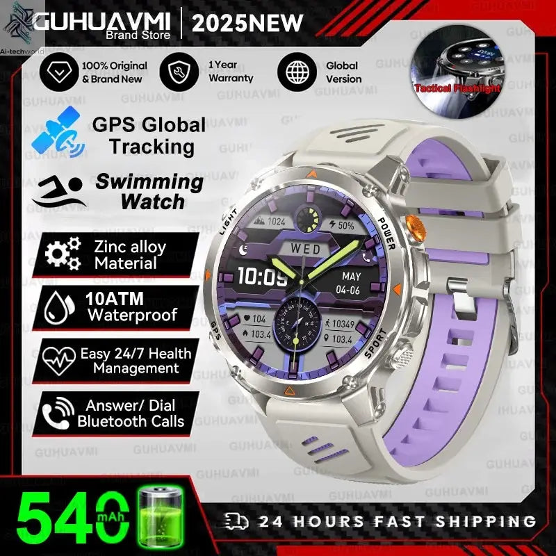 T-REX3 Men GPS Outdoor Sports SmartWatch Military quality AMOLED HD Screen Display Heart Rate BT Call 10ATM Waterproof Bracelet - Ai-TechWorld