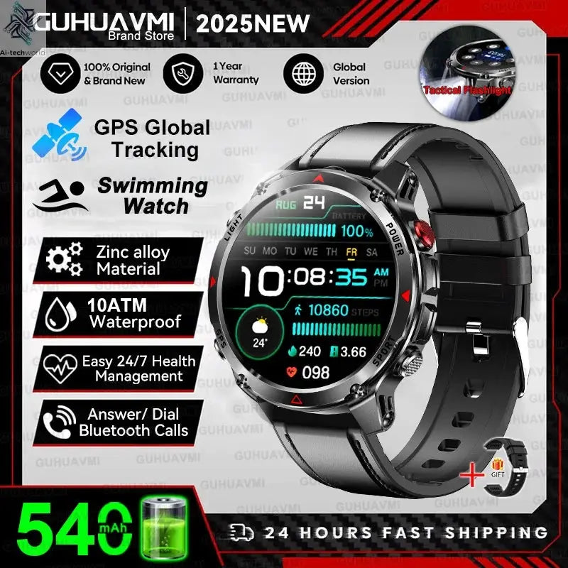T-REX3 Men GPS Outdoor Sports SmartWatch Military quality AMOLED HD Screen Display Heart Rate BT Call 10ATM Waterproof Bracelet - Ai-TechWorld