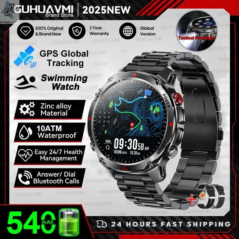 T-REX3 Men GPS Outdoor Sports SmartWatch Military quality AMOLED HD Screen Display Heart Rate BT Call 10ATM Waterproof Bracelet - Ai-TechWorld