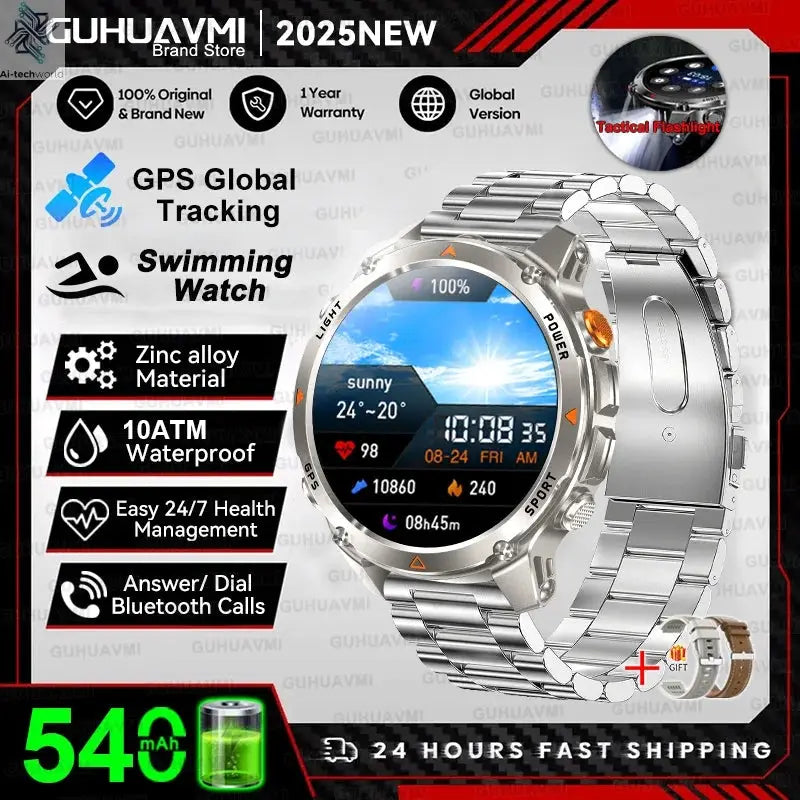 T-REX3 Men GPS Outdoor Sports SmartWatch Military quality AMOLED HD Screen Display Heart Rate BT Call 10ATM Waterproof Bracelet - Ai-TechWorld