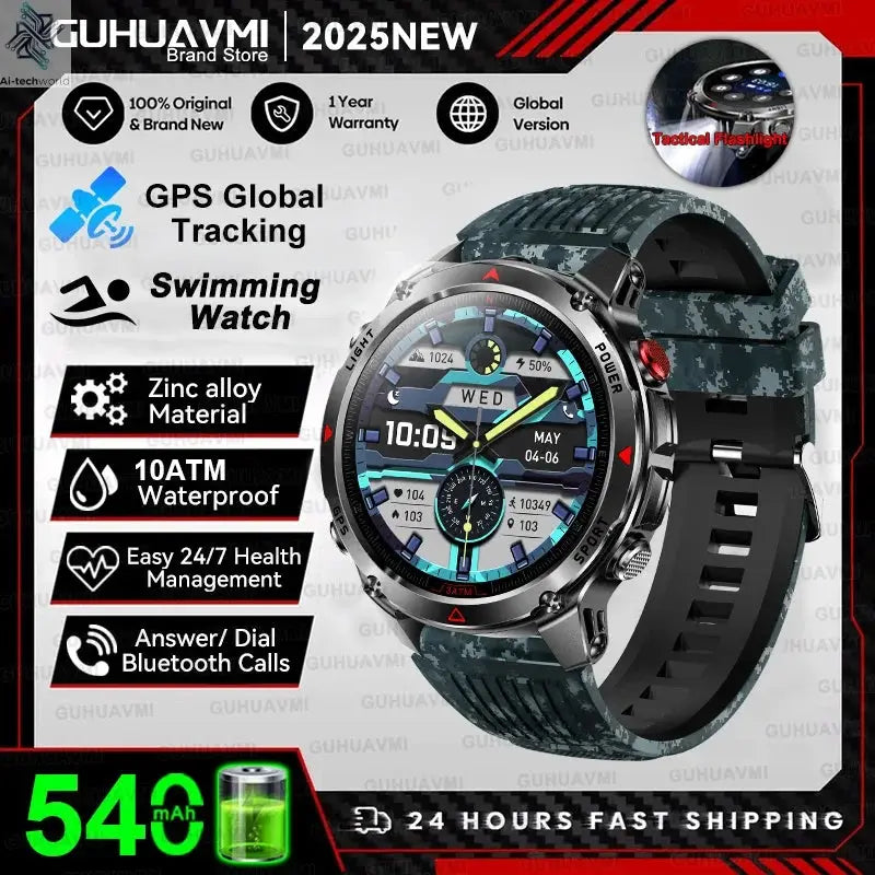 T-REX3 Men GPS Outdoor Sports SmartWatch Military quality AMOLED HD Screen Display Heart Rate BT Call 10ATM Waterproof Bracelet - Ai-TechWorld