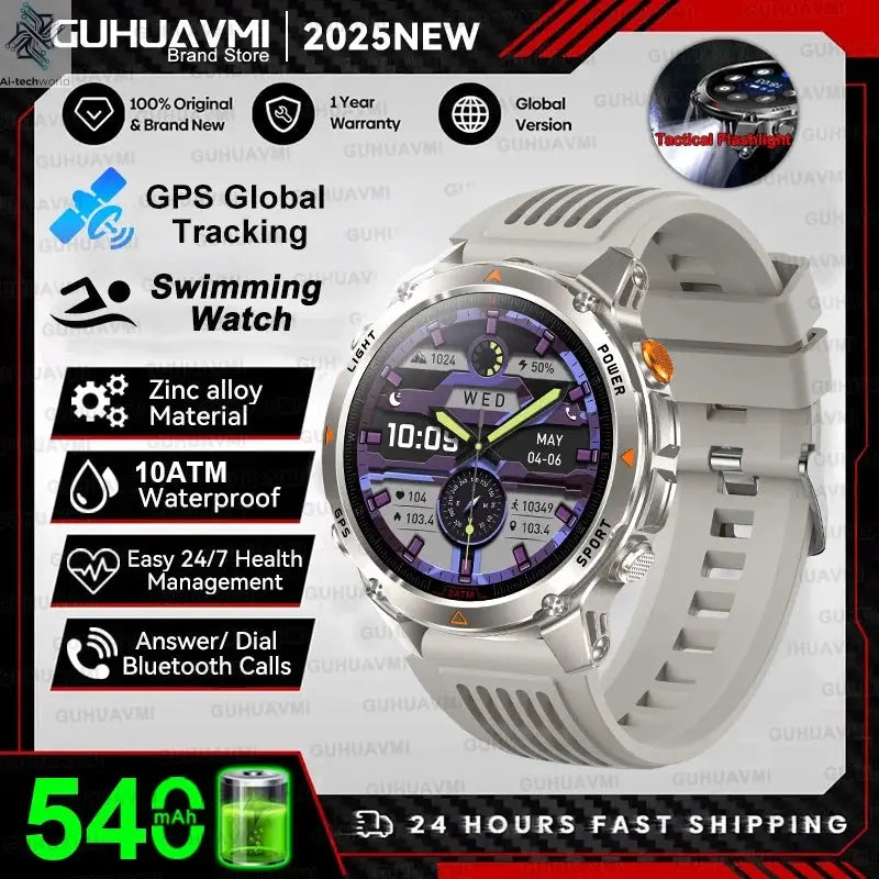 T-REX3 Men GPS Outdoor Sports SmartWatch Military quality AMOLED HD Screen Display Heart Rate BT Call 10ATM Waterproof Bracelet - Ai-TechWorld