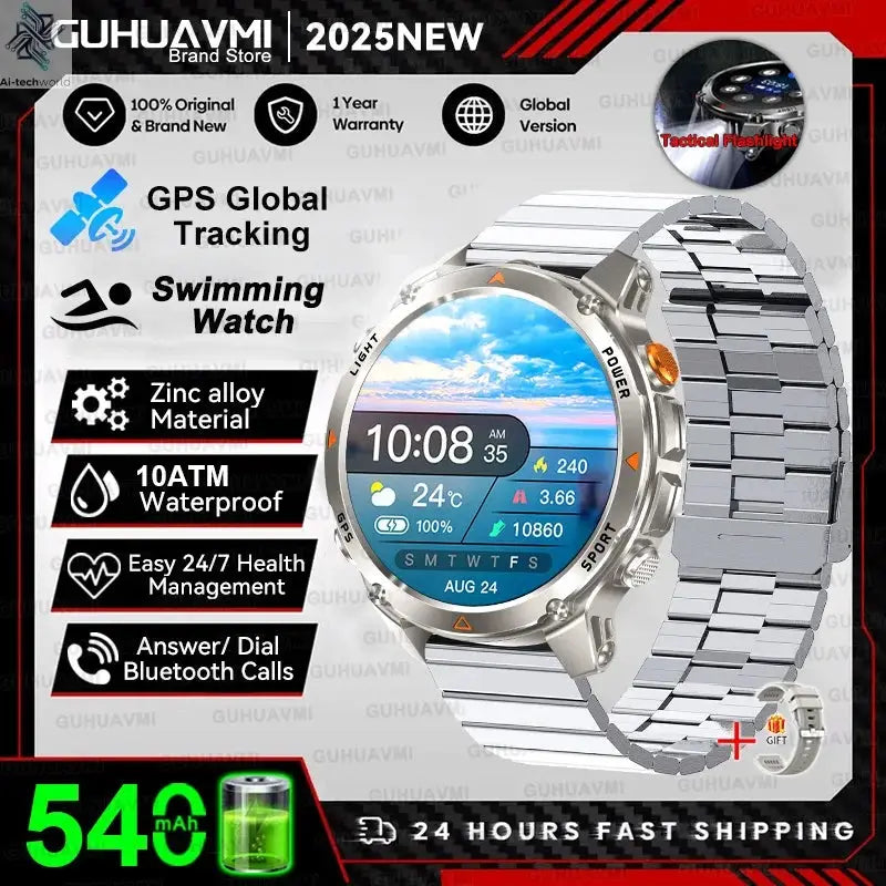 T-REX3 Men GPS Outdoor Sports SmartWatch Military quality AMOLED HD Screen Display Heart Rate BT Call 10ATM Waterproof Bracelet - Ai-TechWorld