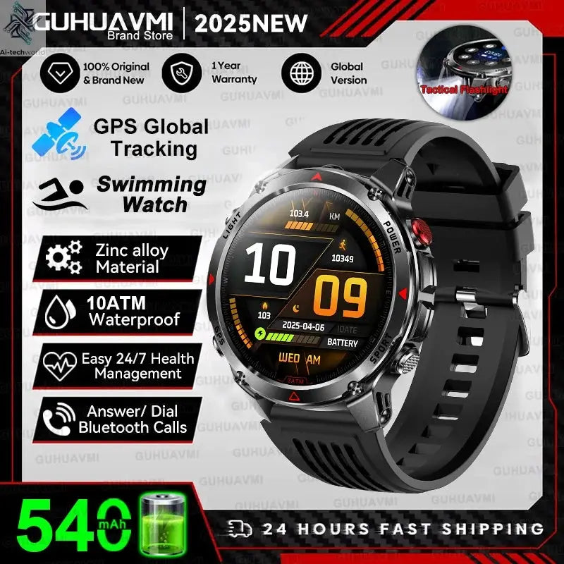 T-REX3 Men GPS Outdoor Sports SmartWatch Military quality AMOLED HD Screen Display Heart Rate BT Call 10ATM Waterproof Bracelet - Ai-TechWorld