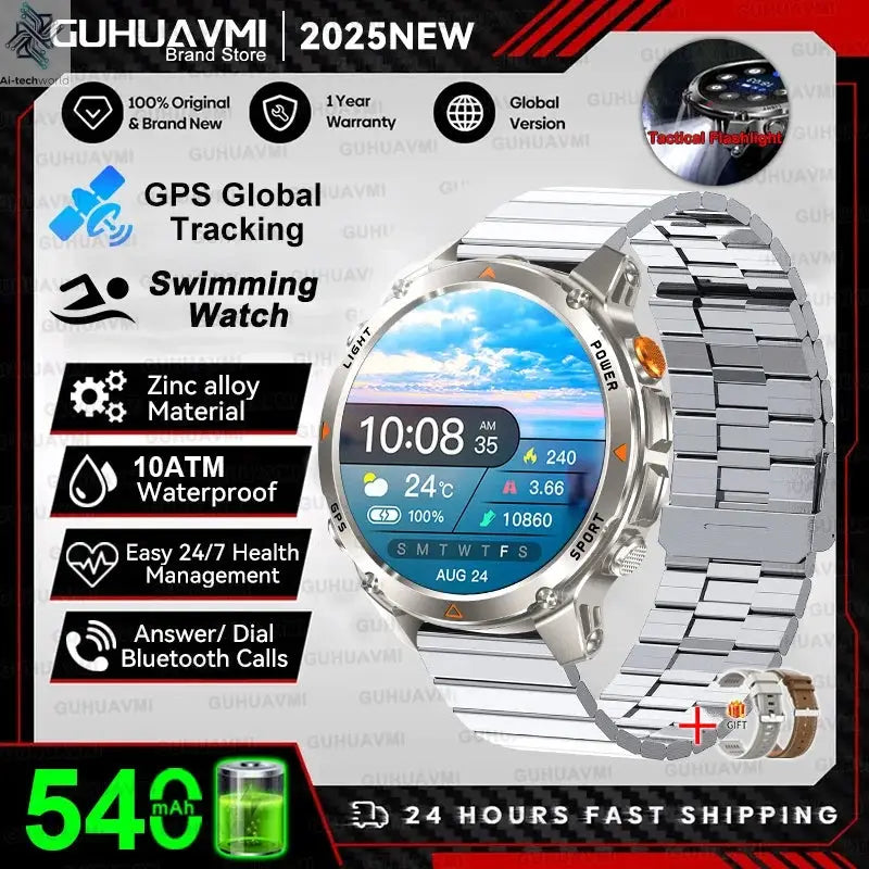 T-REX3 Men GPS Outdoor Sports SmartWatch Military quality AMOLED HD Screen Display Heart Rate BT Call 10ATM Waterproof Bracelet - Ai-TechWorld