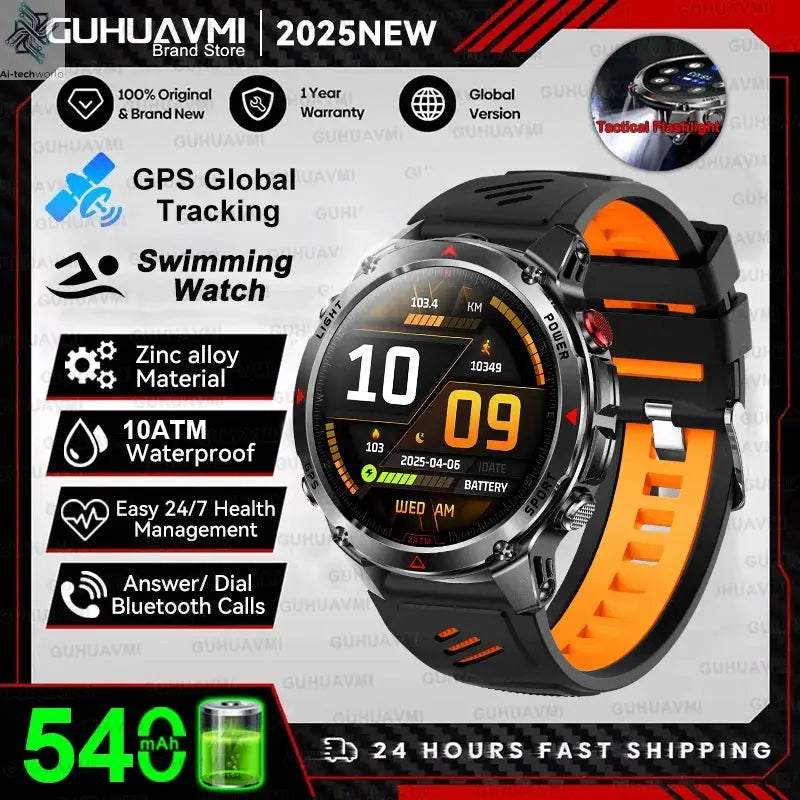 T-REX3 Men GPS Outdoor Sports SmartWatch Military quality AMOLED HD Screen Display Heart Rate BT Call 10ATM Waterproof Bracelet - Ai-TechWorld