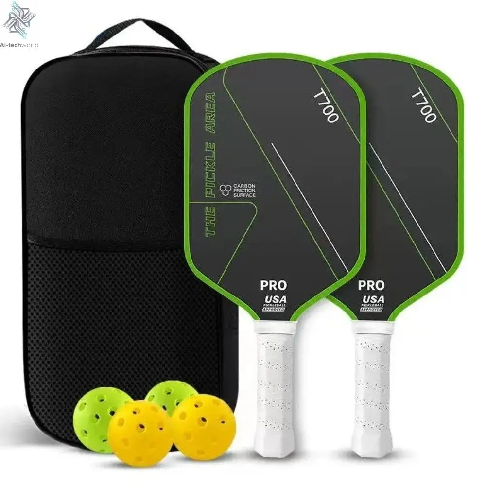 T700 Pickleball Paddle 16MM Carbon Fiber Pickleball Rackets Set Frosted Surface USAPA Approved Professional Game Supplies Ai-TechWorld 