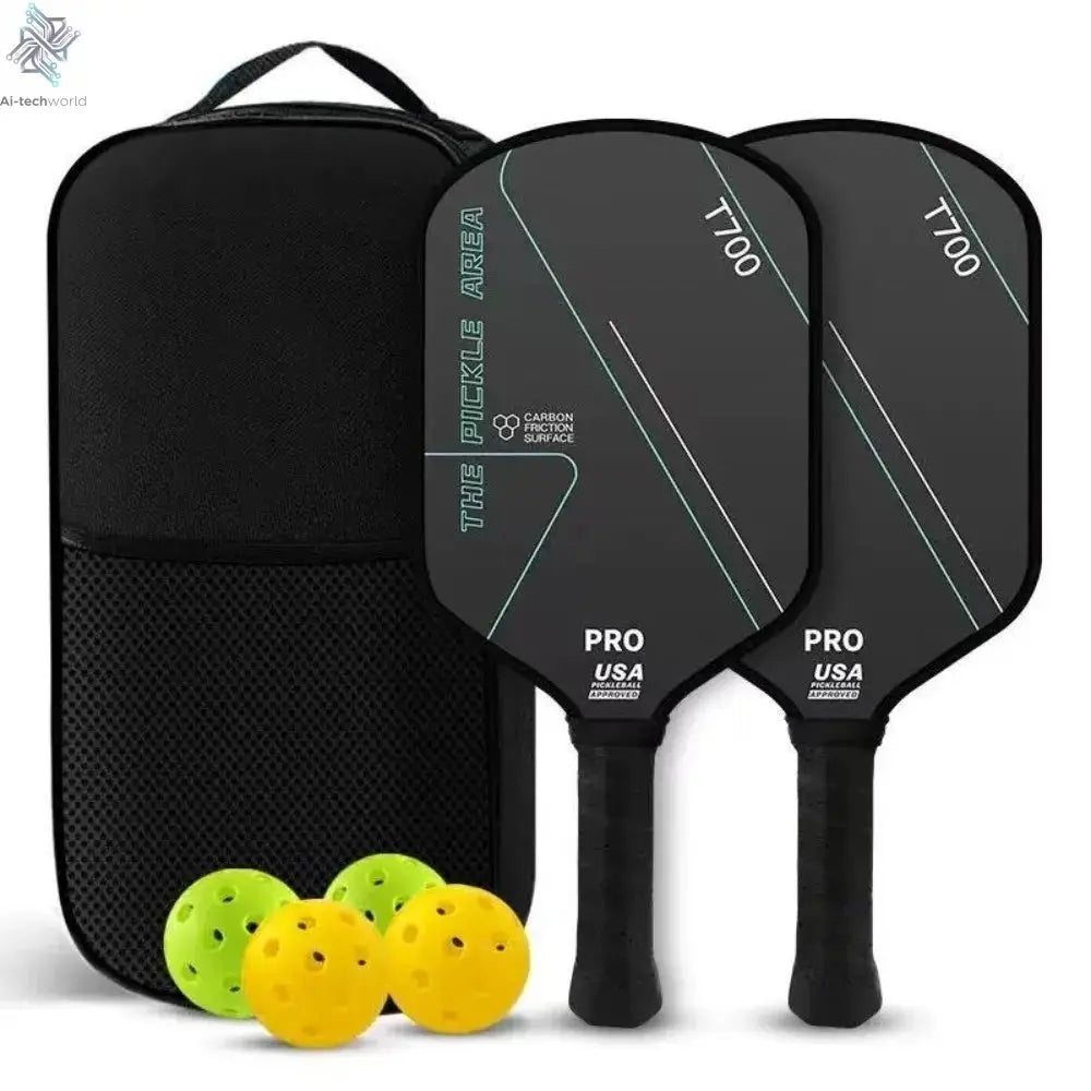 T700 Pickleball Paddle 16MM Carbon Fiber Pickleball Rackets Set Frosted Surface USAPA Approved Professional Game Supplies Ai-TechWorld 
